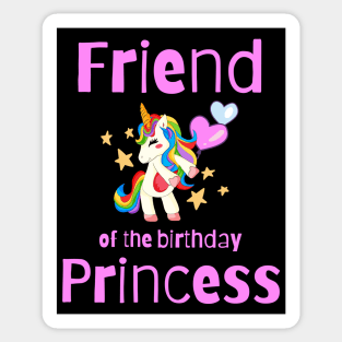 Kids Friend of the Birthday Princess Girl Dancing Unicorn Sticker